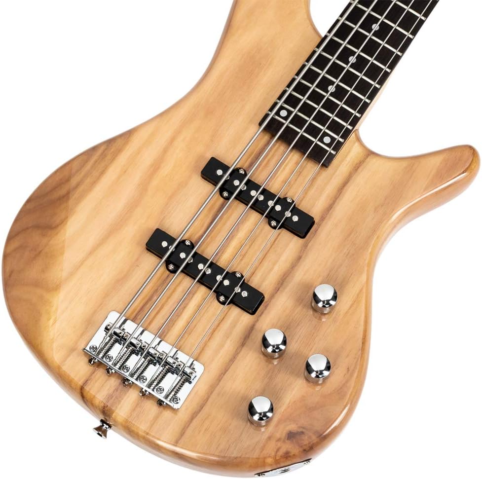 Lykos Exquisite Stylish GIB Electric 5 String Bass Guitar Full Size Bag Strap Pick Connector Wrench Tool (Burlywood)