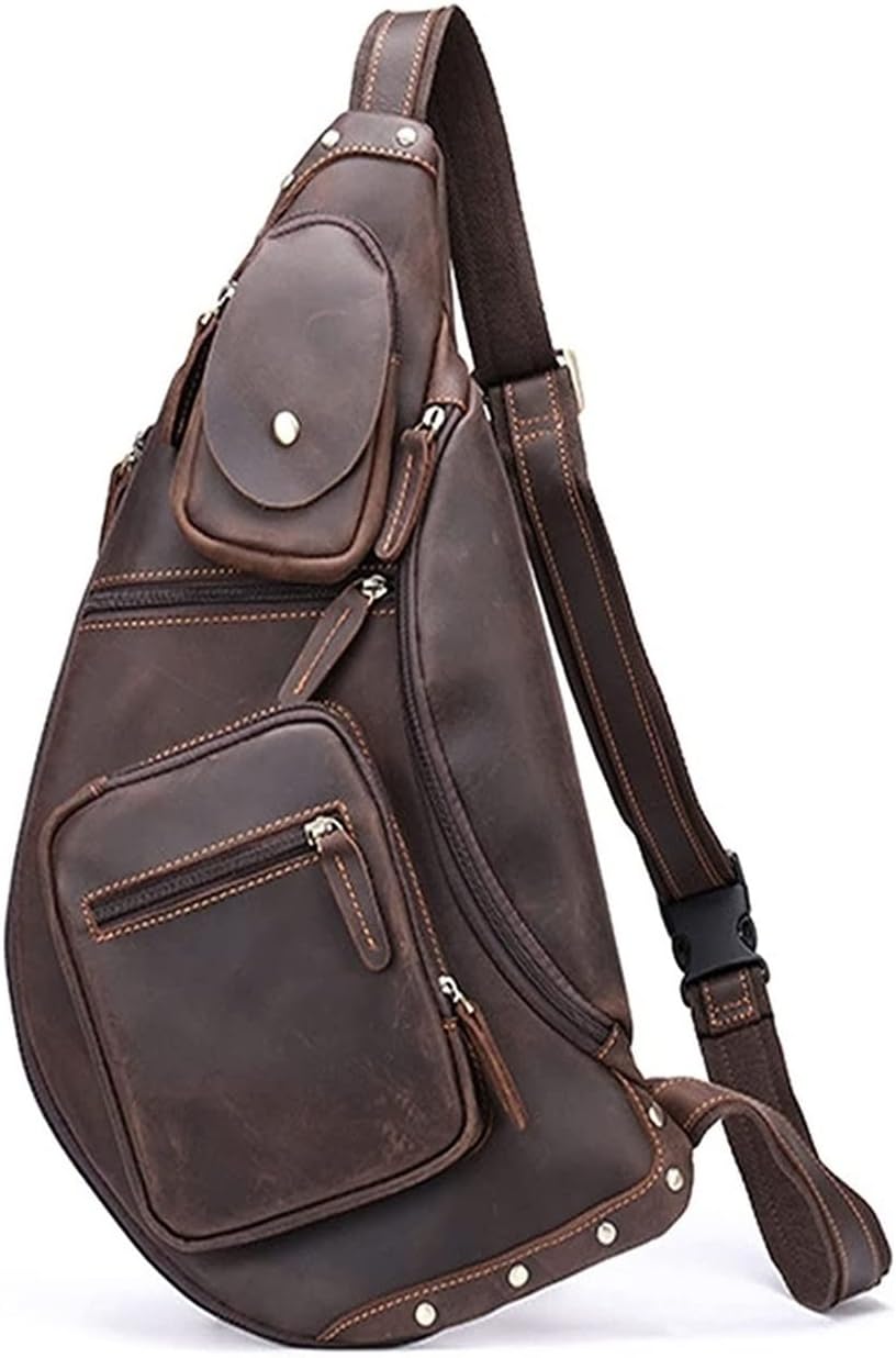 Anti Theft Sling Bag Leather Chest Crossbody Shoulder Pack Daypack for Men men Outdoor Travel bag