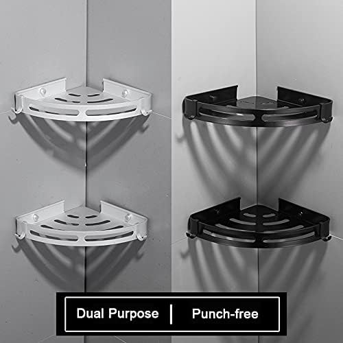 Shower Shelves Bathroom Shelf, Organizer Shower Storage Rack, Corner Rack Tier Toilet Holder No Drill Bathing Accessories (Color : Black)