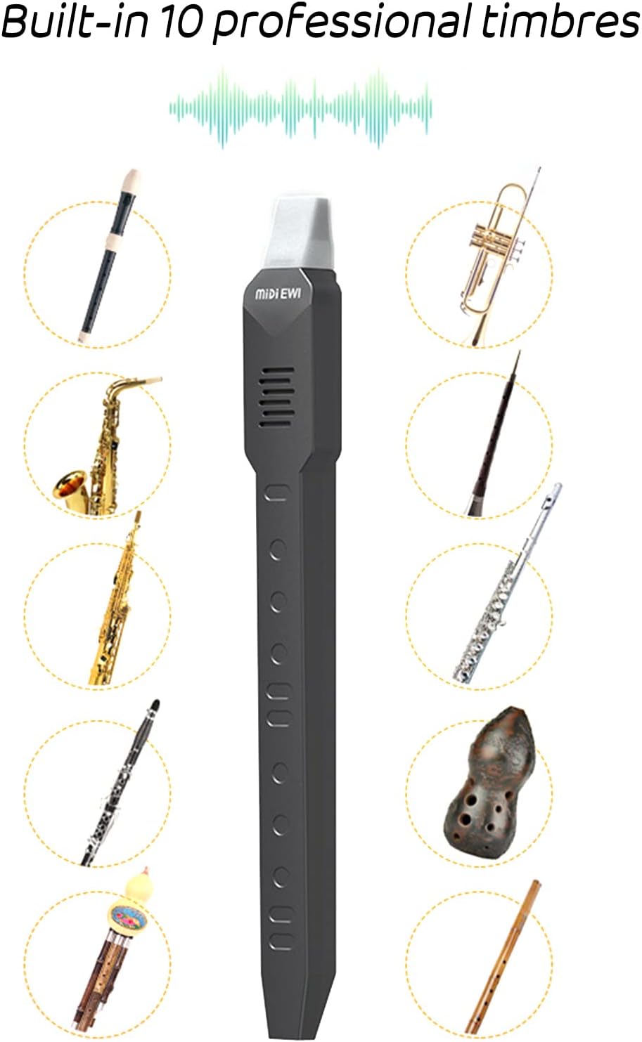 Digital Digital Wind Saxophone Electronic Wind Instrument For Various Musical Instrument Sound Sax Music Instrument Digital Wind Instrument Saxophone Instrument For Adults Pocket Digital, Black