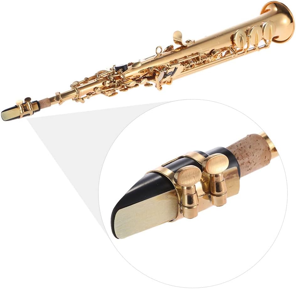 Brass Straight Soprano Sax Saxophone Bb B Flat Woodwind Instrument Natural Shell Key Carve Pattern with Carrying Case Gloves Cleaning Cloth Straps Cleaning Rod