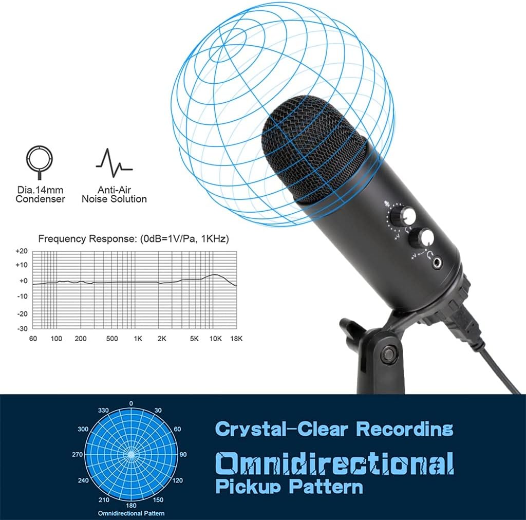 Professional Streaming Studio Condenser Microphone Game USB Microphone, Computer Singing Microphone with Stand (Color : D, Size