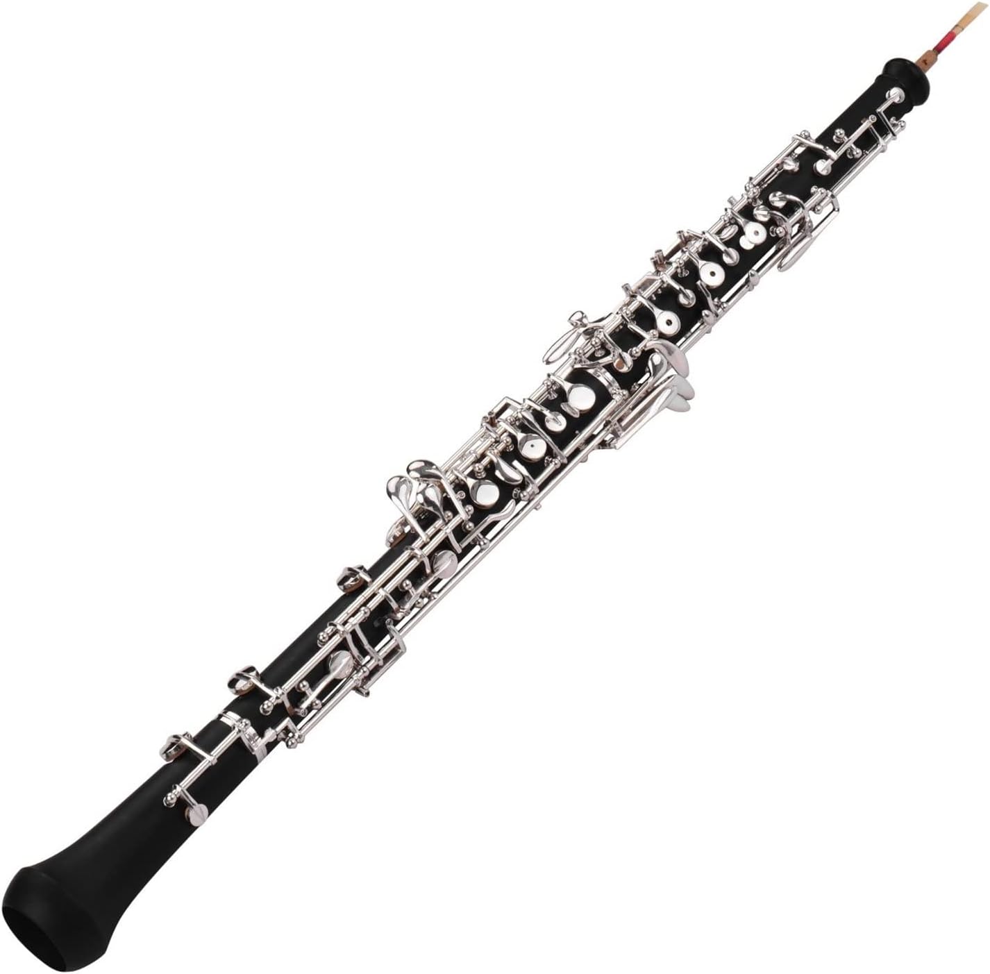 Professional Oboe C Key Semi- Automatic Nickel- Plated Keyboard Woodwind Instrument with Accessories Oboes Beginner (Color : Nickel-Plated Keys)
