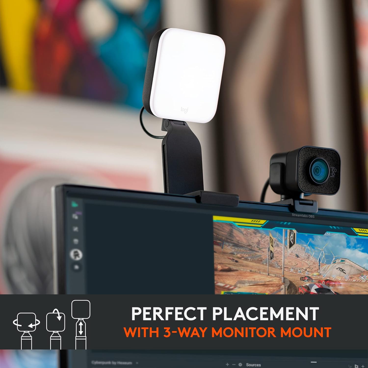 Logitech for Creators Litra Glow Premium LED Streaming Light with TrueSoft, Adjustable Mount, Video Lighting for Recording Streams, PC/Mac - Graphite