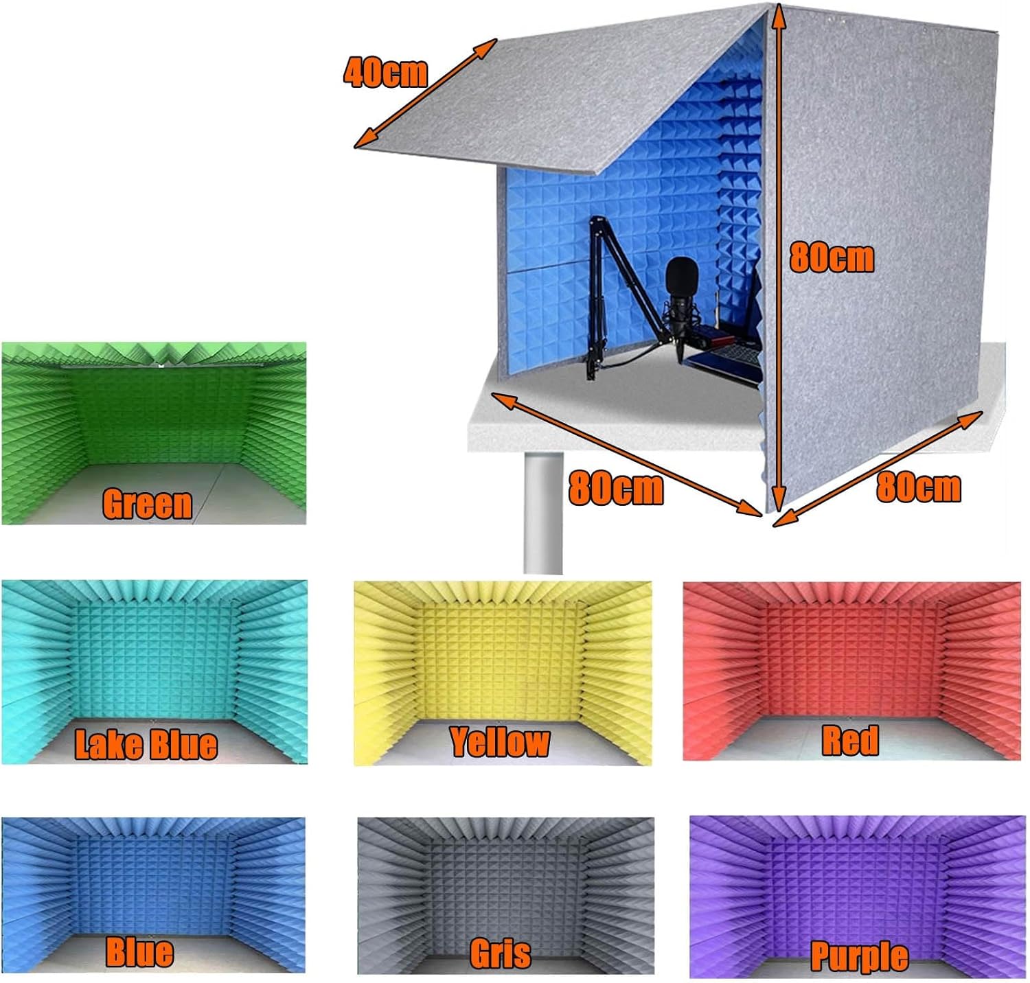 WORDFUN Portable Vocal Booth Sound Booth Recording Equipment, Desktop Soundproof Cover, Vocal Absorbing Shield, Microphone Isolation Booth Box, for Home Studio, Music Recording