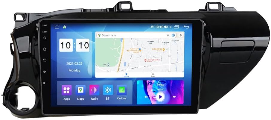 Android Car Stereo for Toyota Hilux 2015-2020 LHD,10 inch IPS Touchscreen with Upgrade Wireless CarPlay & Android Auto,WiFi/GPS,Support SWC and Subwoofer,4-Core 1+32G