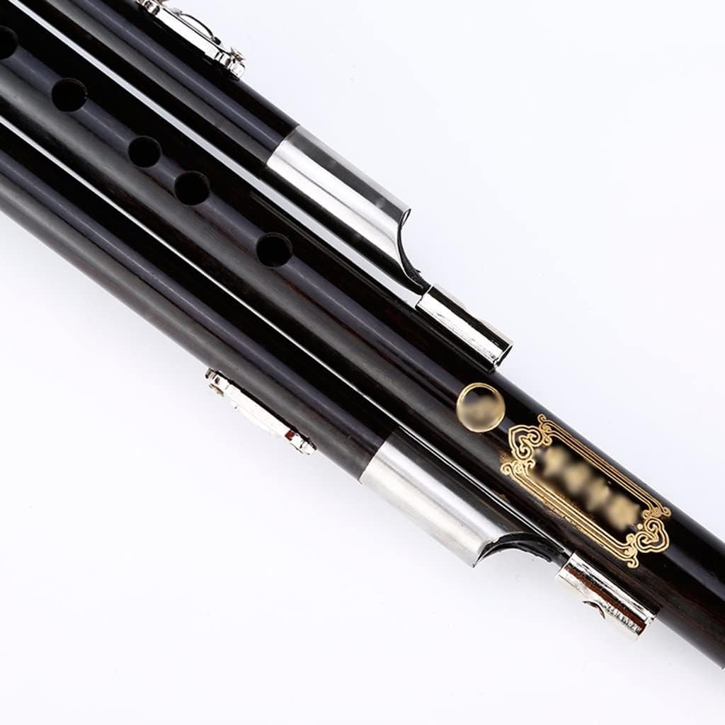 Woodwind Ebony B-Flat C-A Playing Flute Instrument Traditional Musical Instruments for Beginners with Chinese Knot and Box Tonal Beauty (Black C)