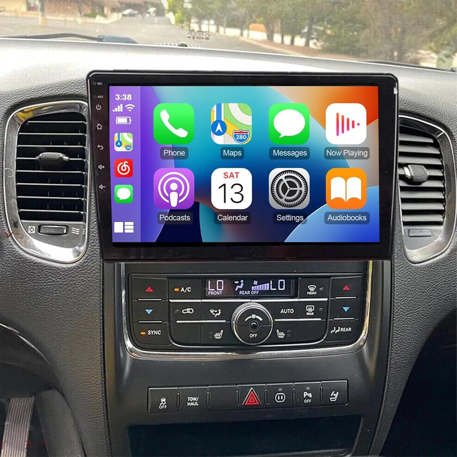 PHEZEN 10.1 inch Touchscreen Car Stereo Fit for Dodge Durango 2009-2011, Android 15 Double Din Car Radio with Carplay & Android Auto in-Dash Navigation BT Mirror Link WiFi Backup Camera 2+64G