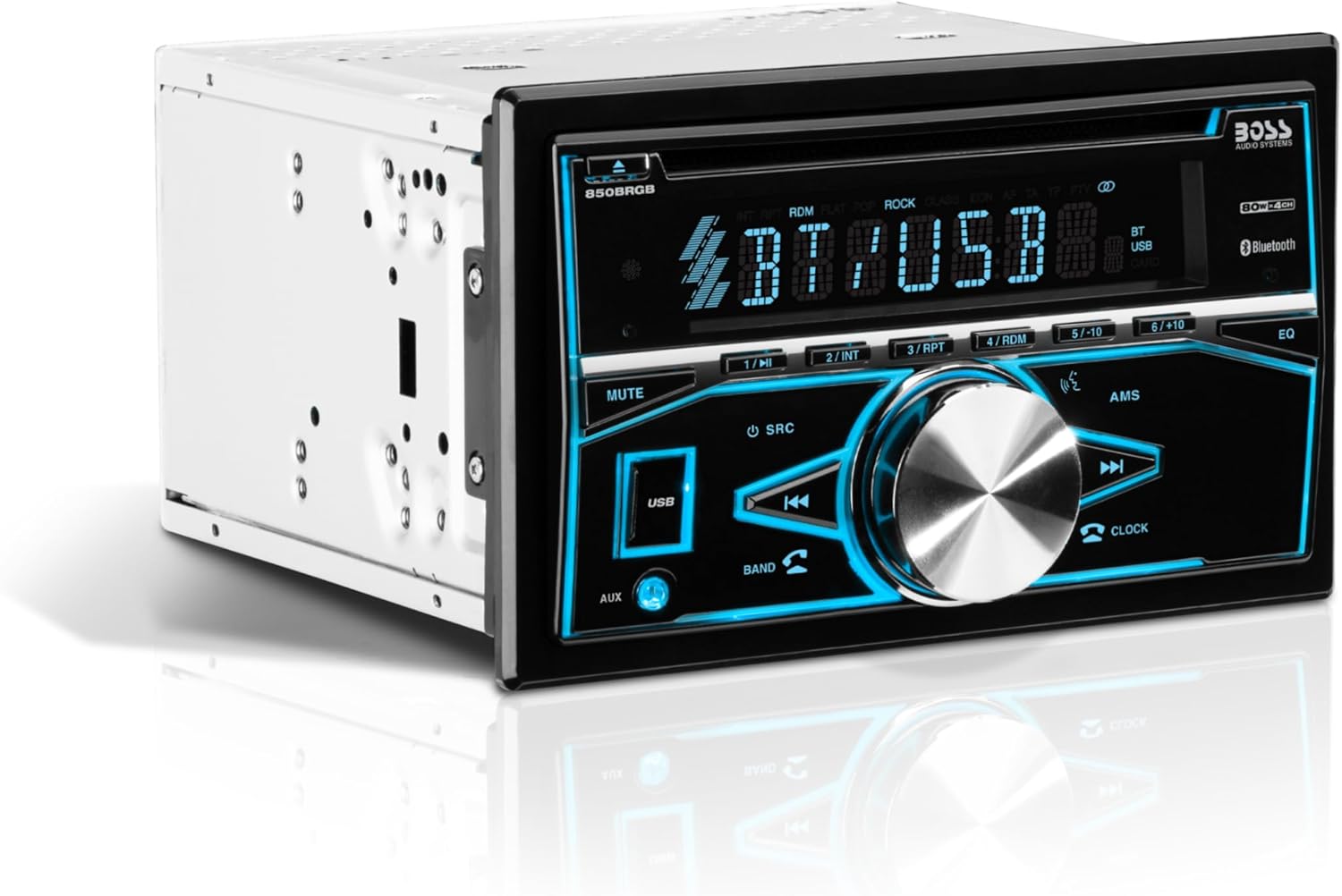 BOSS Audio Systems 850BRGB Car Stereo - Double Din, Bluetooth, Aux In, USB, CD DVD Player, AM/FM Radio Receiver, Multi Color Illumination