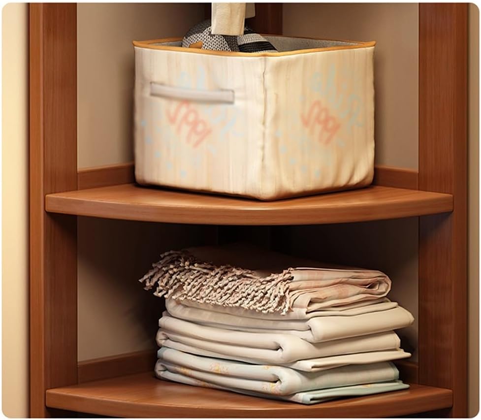 Entryway Solid Wood Corner Floor Coat Rack Bedroom Clothes Multifunctional Storage Bedroom(Wood)