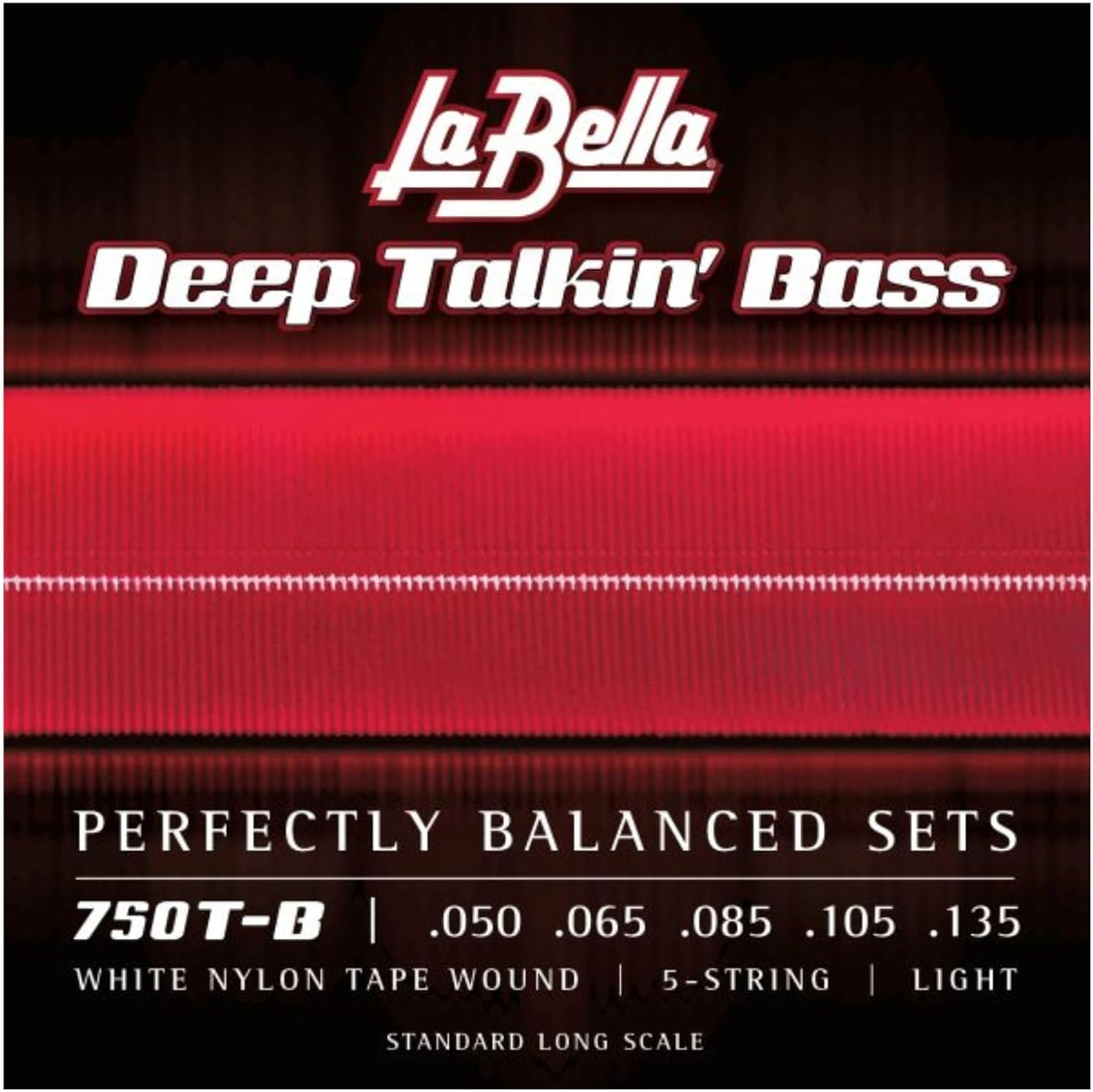 La Bella 750T-B Deep Talkin Brass White Nylon Tape Wound 5-String Light Standard Long Scale 50-135