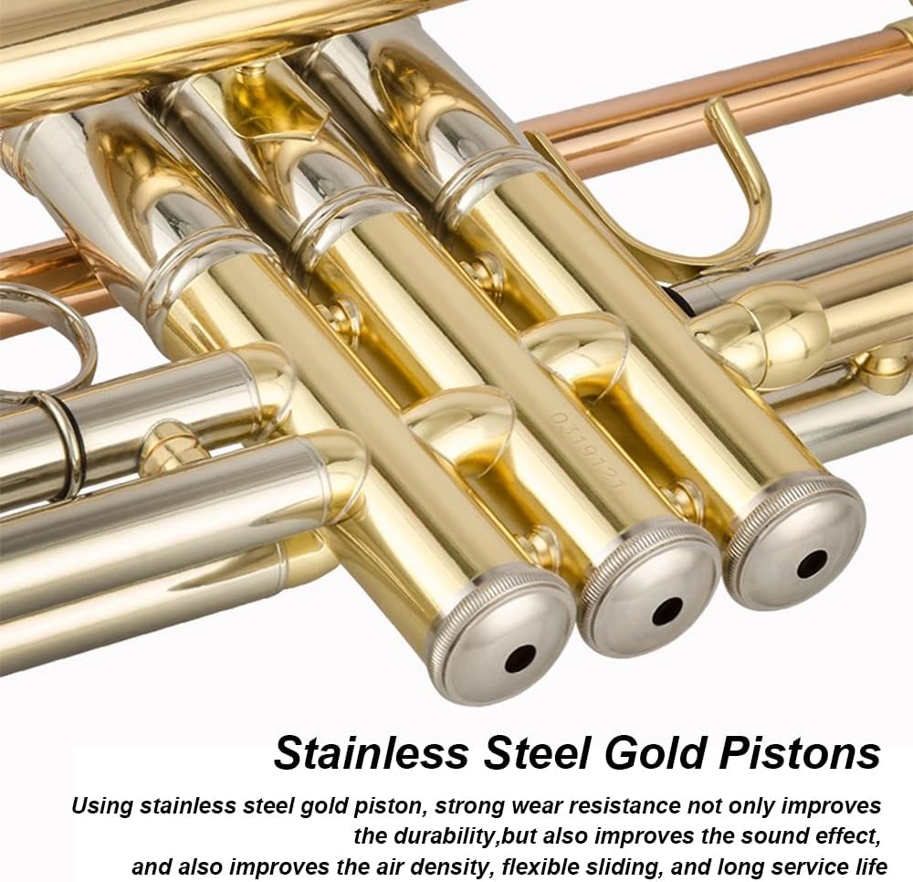 B Flat Lacquered Gold Trumpet, Western Wind Instruments, Band Chorus Festival Celebration Instruments, Suitable for Beginners/Teaching/Adults
