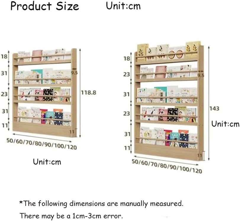 Wall Mount Book Shelf Organizer Floor Bookcases Display Racks Thin 10cm Narrow Bookshelf Behind Door for Books,Storage Bookshelf in Bedroom,Living Room and Nursery