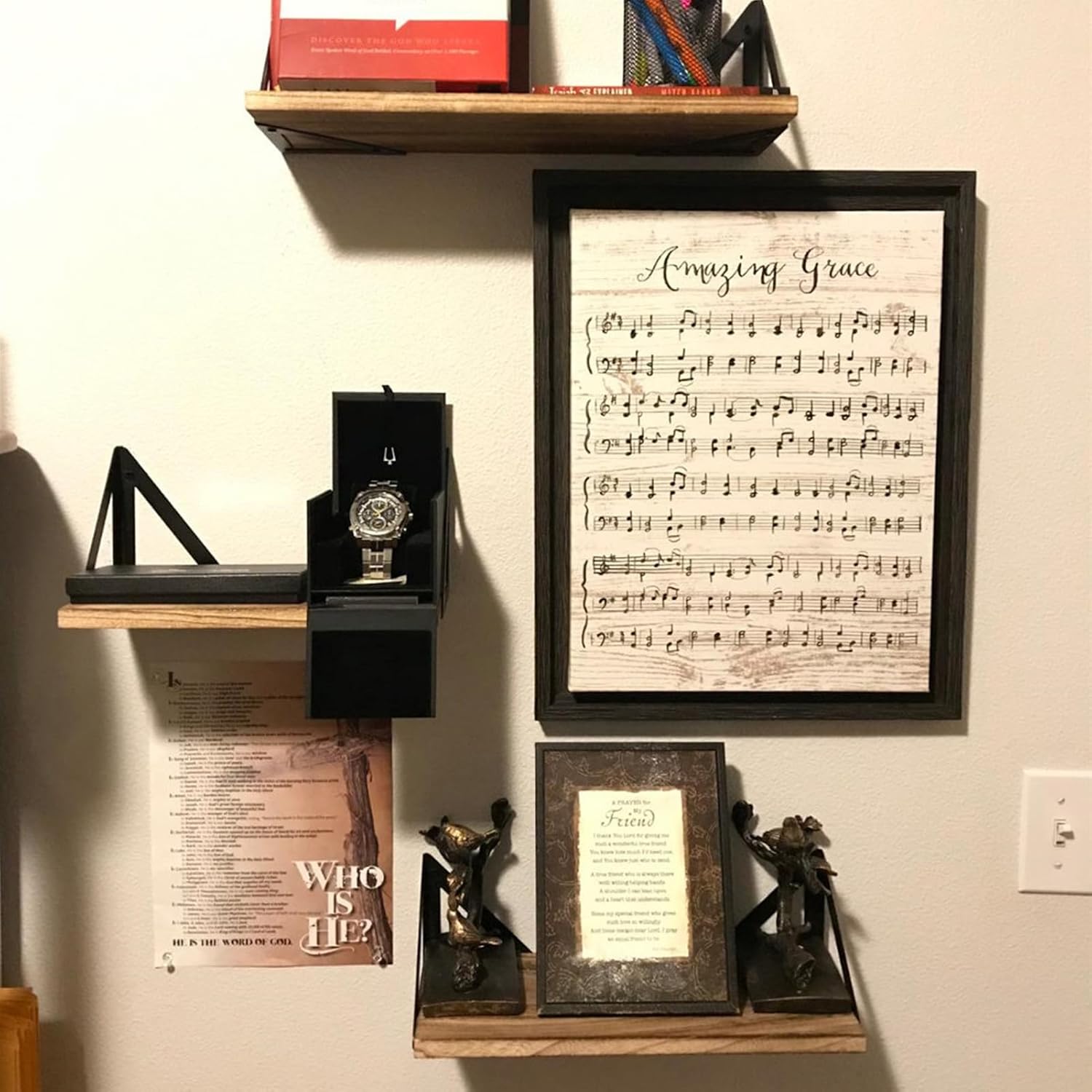 Floating Shelves for Wall, 3 Sets Wood Floating Shelves, Corner Wall Shelf Set, Wood Wall Storage Display Shelves Wall Mount Storage Rack Hanging Shelf for Bathroom, Default, 52687