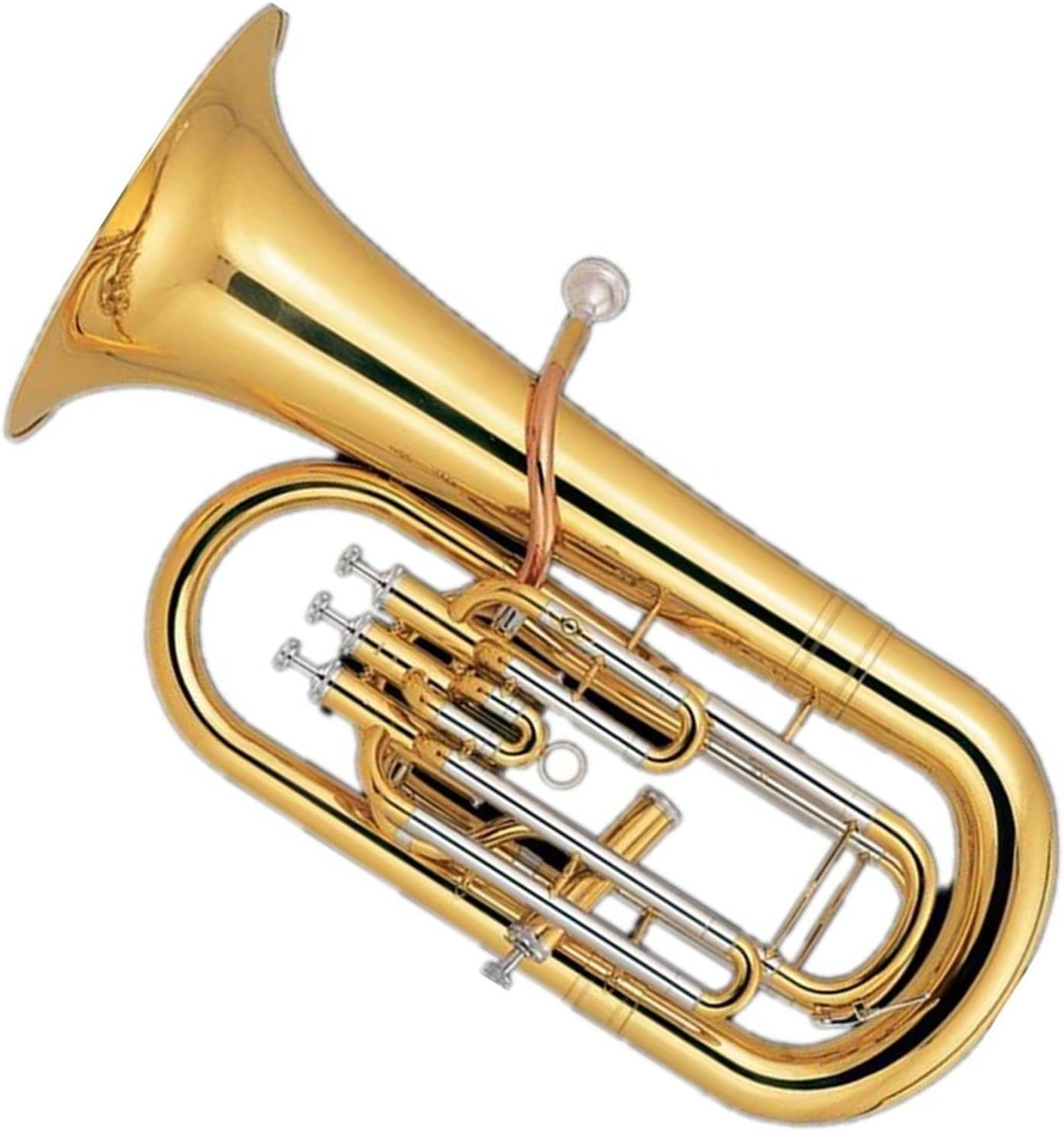 Beginner euphonium Gold Lacquer Phosphor Copper Leadpipe Euphonium 4 Pistons Tone Bb