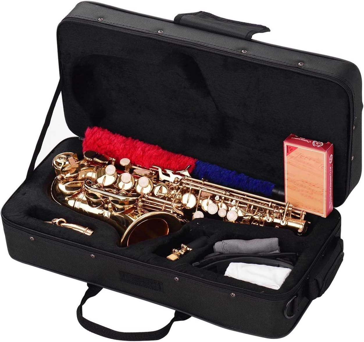 Sax Beginners Kit Mini Bb Saxophone Sax Brass Material Woodwind Instrument with Case Gloves Cleaning Cloth Brush Reeds Sax Strap Wind Instrument