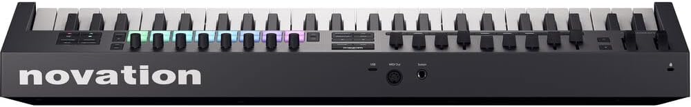 Novation Launchkey 49 MK4 USB MIDI Keyboard Controller (49 Keys) Bundle with HPC-A30 Studio Monitor Headphones, Universal Piano-Style Sustain Pedal, Keyboard Dust Cover and Midi cable 10' Black