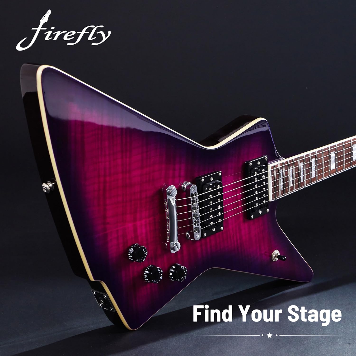 Firefly FFLX Solid Body Electric Guitar,Mahogany Guitar body,Stainless steel and ball end frets,rosewood fretboard(Purple Color)