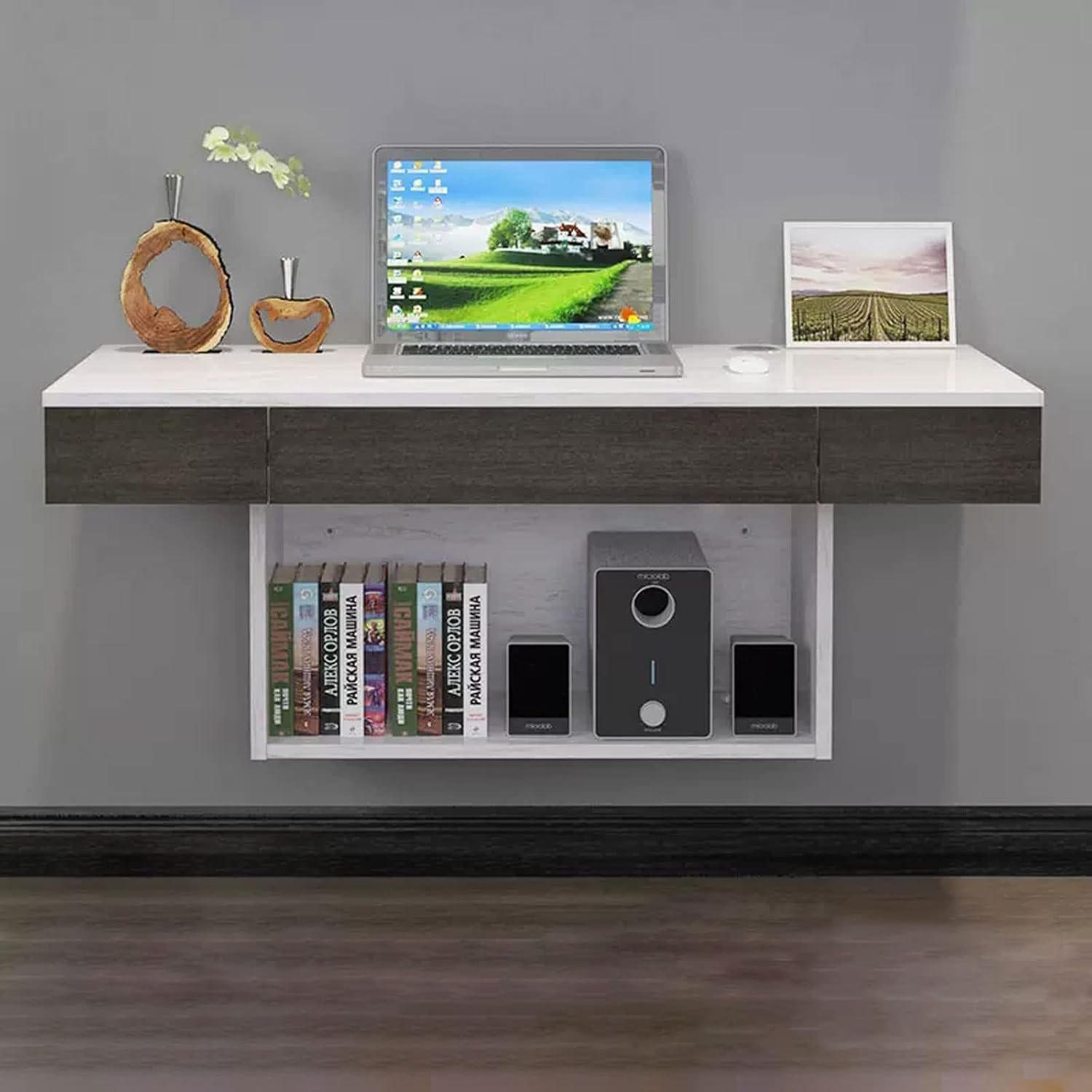 Computer Desk Wall Mounted TV Cabinet Floating Shelf Wall Shelf Bedroom Living Room Office Study Table Reading Desk TV Stand Multimedia Shelf Mobile Shelf Gaming Shelf Wall Mount Corner Shelves
