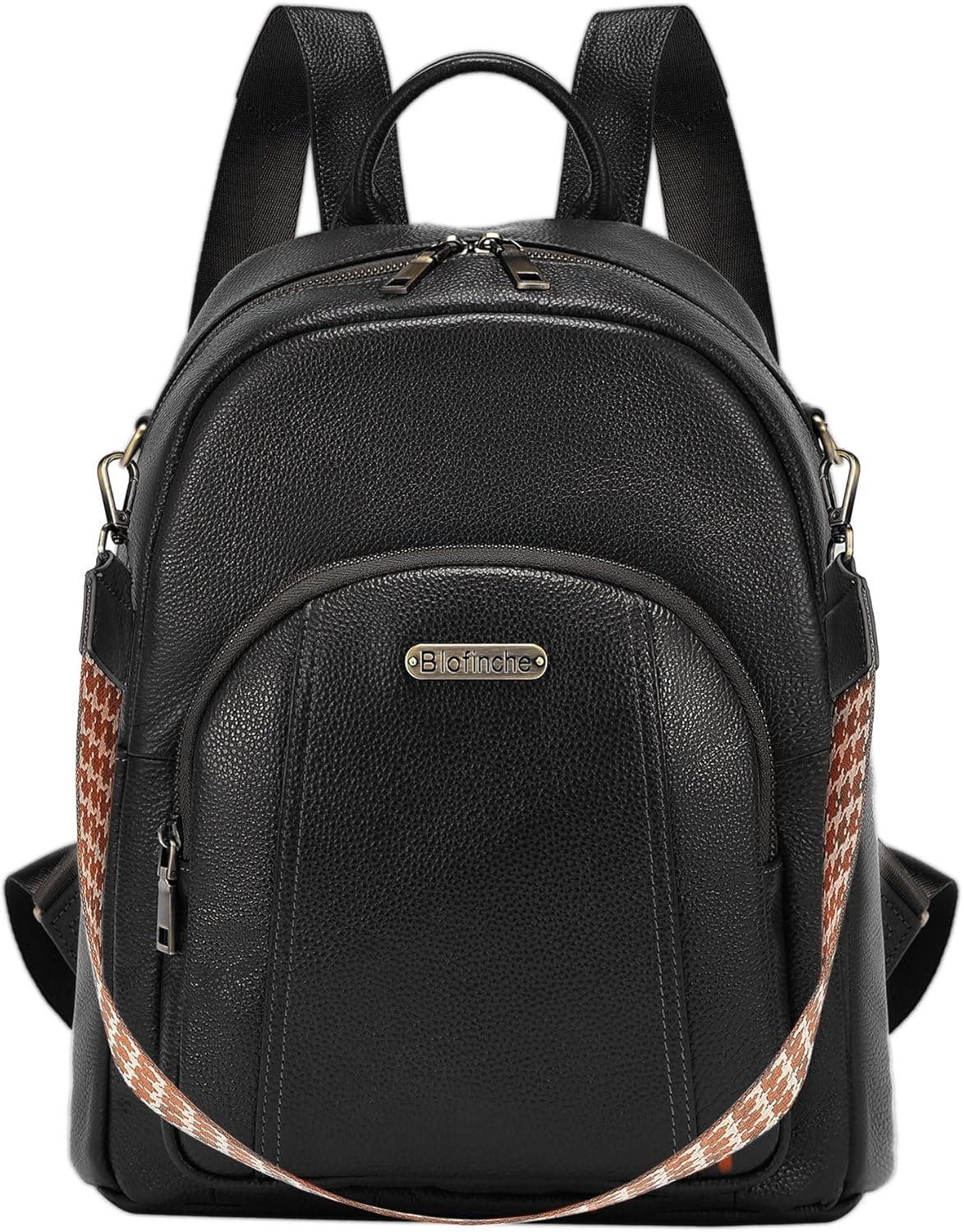 Women's Genuine Leather Backpack for Professionals, 12.9 Inch Laptop Backpack with Anti-Theft Pocket, Business Work Computer Bag for Office & Travel, Classic Black