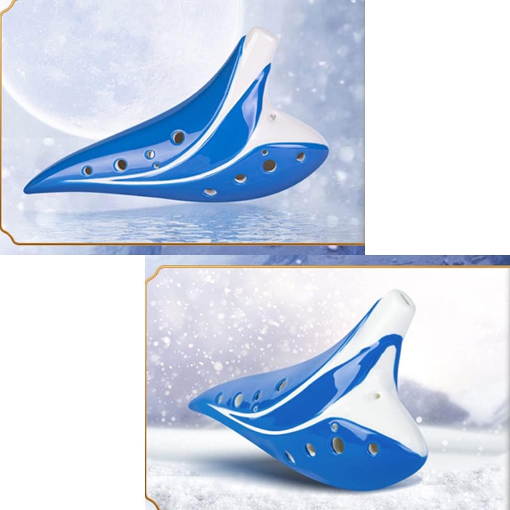 Creative Submarine Style National Ocarina Wind Instrument, 12-Hole Alto C (AC) Glazed Ceramic Ocarina, Best Choice for Beginners (Color : Blue, Size : AC)