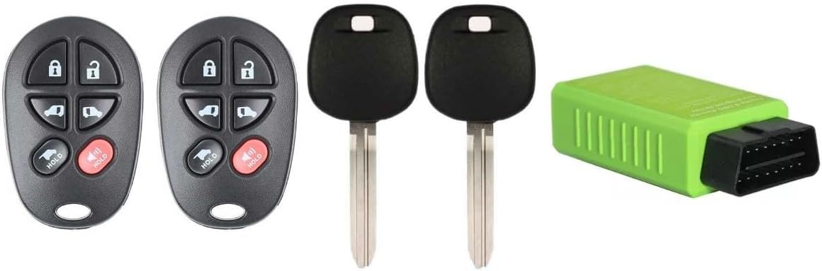 Set of Two 6 Button Remote Keyless Entry + Transponder Key G Chip for Toyota Sienna 2010-2015 FCC ID: GQ43VT20T IC: 1470A-1T PN :89742-AA040 / 89742-07020 / 89742-AE010 + Programmer