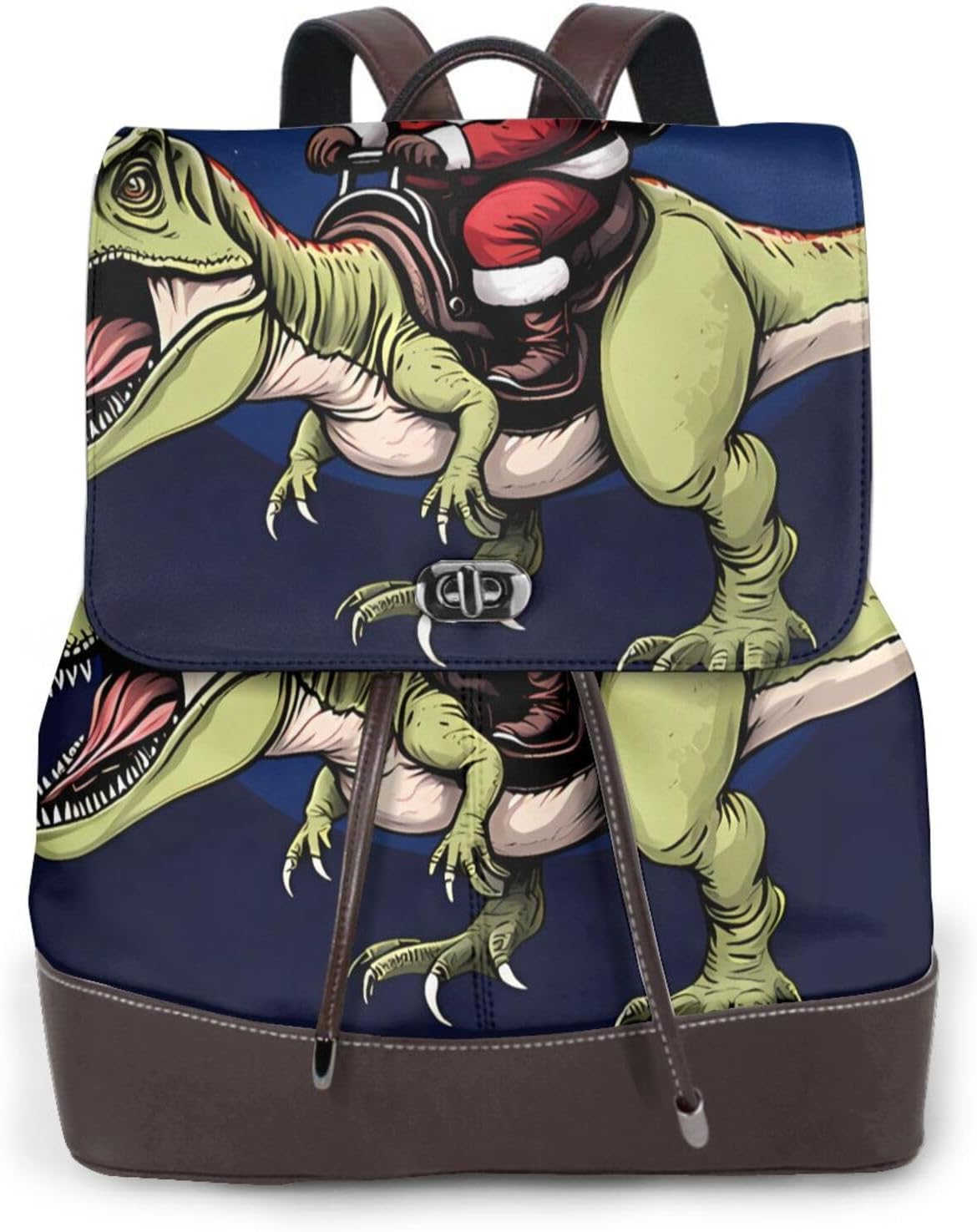 Christmas Dinosaur Elder for Womens Backpack Purse Microfiber PU Anti-theft Large Fashion Designer Travel Bag Ladies Shoulder Bags