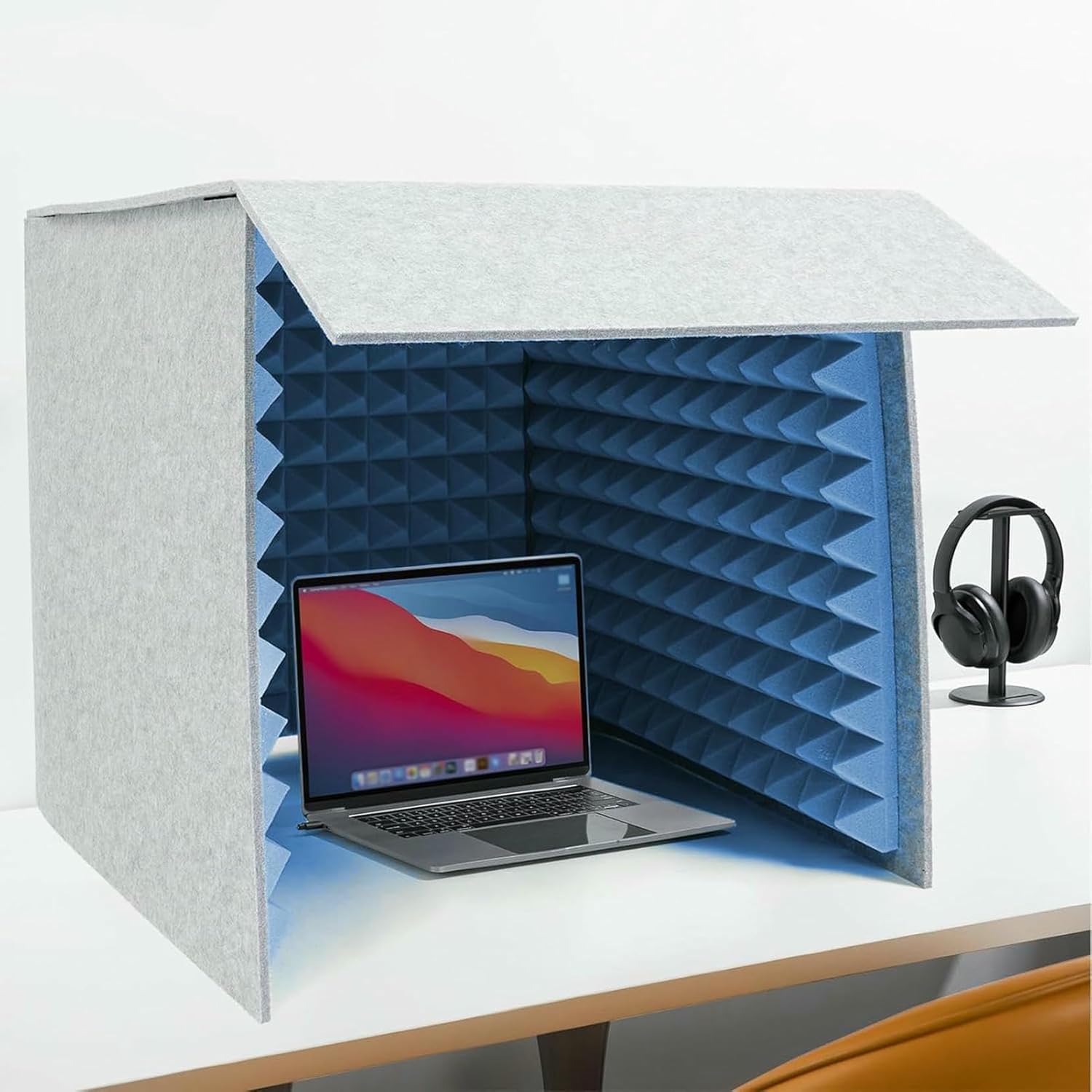 Desk Privacy Sound Booth, Compact Acoustic Isolation Shield with Soft Rounded Edges, Foldable Noise Reduction Cover for Office Study Remote Work
