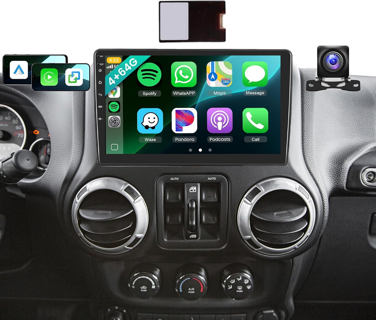 For Dodge RAM 2009-2012, Jeep Wrangler JK 2007-2016, Chrysler 300C 2007-2010 4G+64G Car Radio Support Wireless Carplay&Android Auto With DSP/32 EQ Sellrich 10
