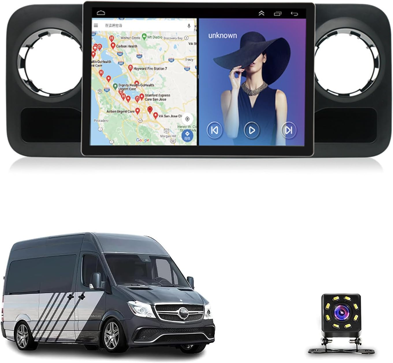 13.3 Inch Android 13 Car Stereo for Mercedes-Benz Sprinter 2018-2022 Double Din HD Touch Screen Car Audio Receiver, Built-in Wireless GPS Navigation Bluetooth Camera MIC,8 cores 8+256