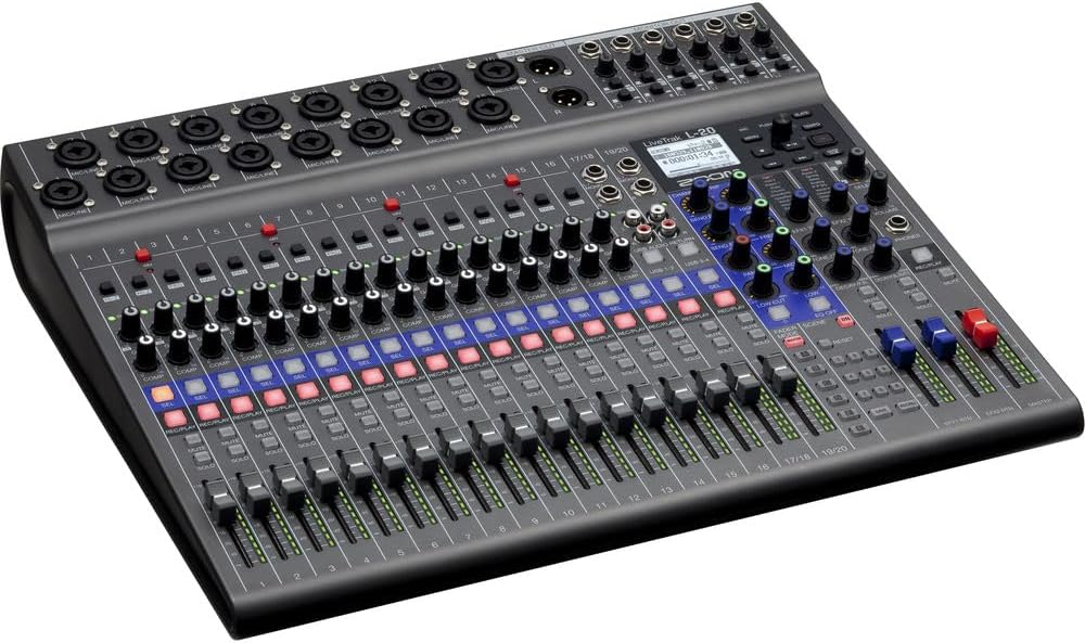 Zoom LiveTrak L-20-20-Input Digital Mixer & Multitrack Recorder + 2x Zoom ZDM-1 Podcast Mic Pack + USB Card Reader, SD/microSD + Xpix Balanced Interconnect, 1/4 inch TRS + Dual RCA Cable + More