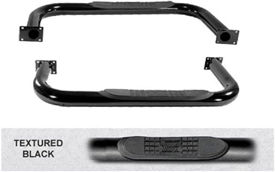 Rugged Ridge 11591.02 Tube Side Step Kit, Round, 3 Inch, Black; 76-86 Jeep CJ7