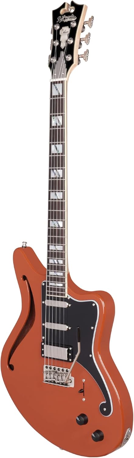 D'Angelico 6 String Solid-Body Electric Guitar, Right, Rust (DADBEDSHRUSSNTR)