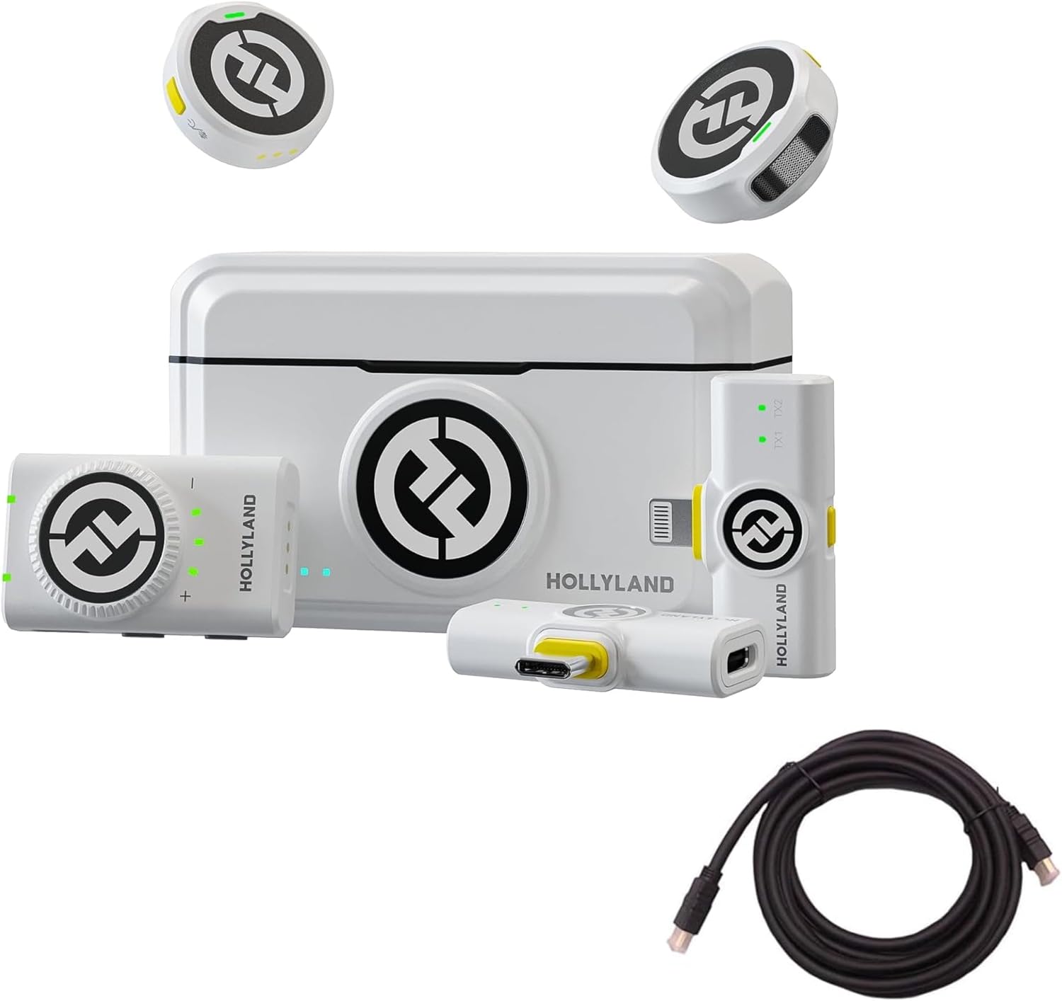 Hollyland Lark M2 Combo (Ivory White) with HS-101 24K Golded Plated HDMI Cable