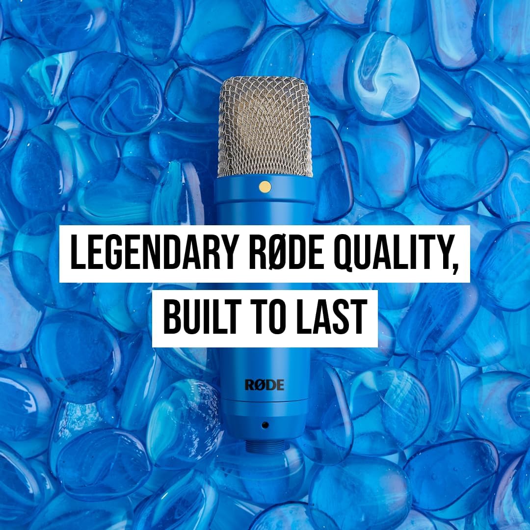 RØDE NT1 Signature Series Large-Diaphragm Condenser Microphone with Shock Mount, Pop Filter and XLR Cable for Music Production, Vocal Recording, Streaming and Podcasting (Cobalt)