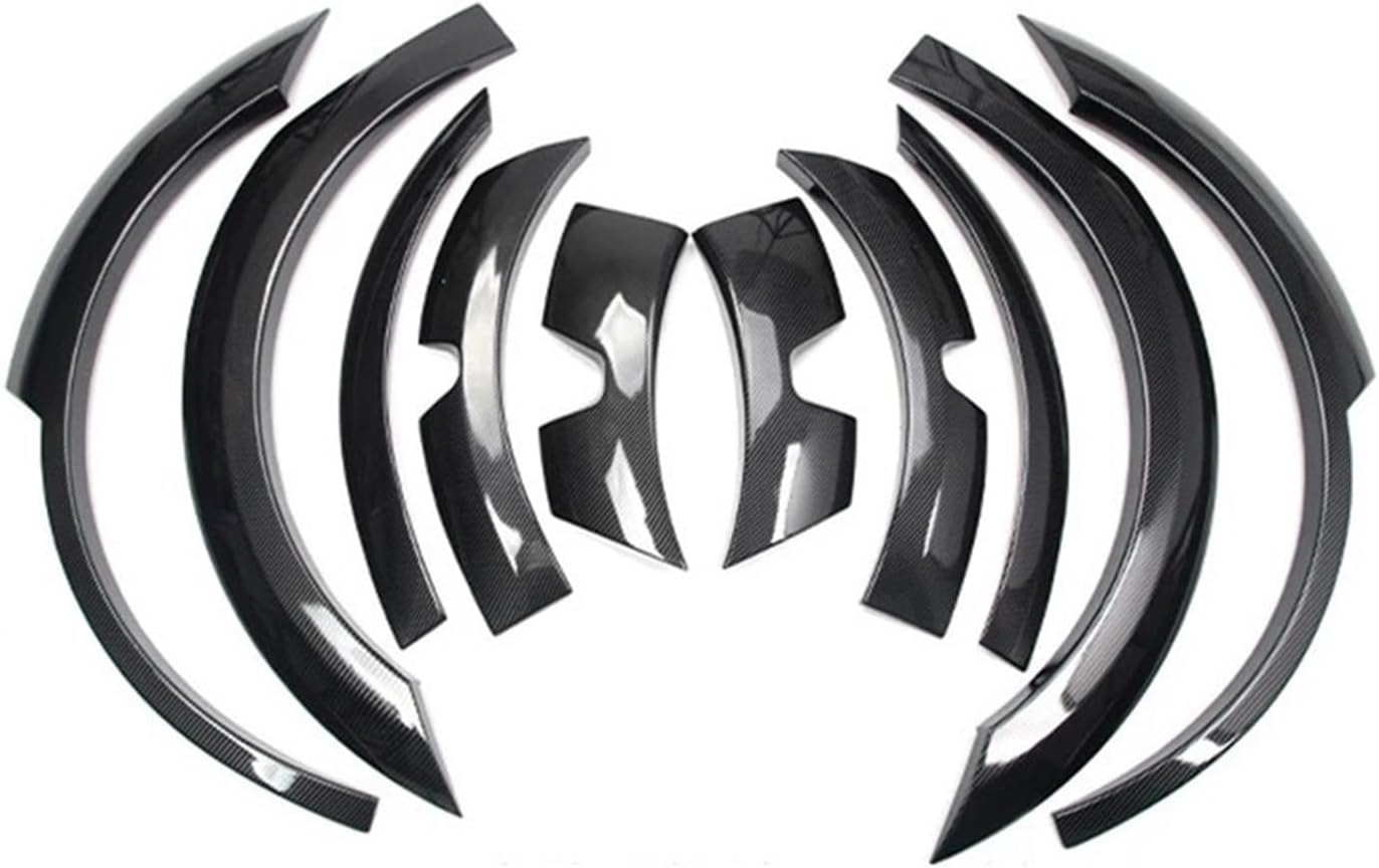 Car Accessories Compatible for Tesla Model Y 2020+ Carbon Black ABS Body Kit Wheel Eyebrow Widen Arches Fender Flares Spoiler 10pc(Carbon Fiber Look)