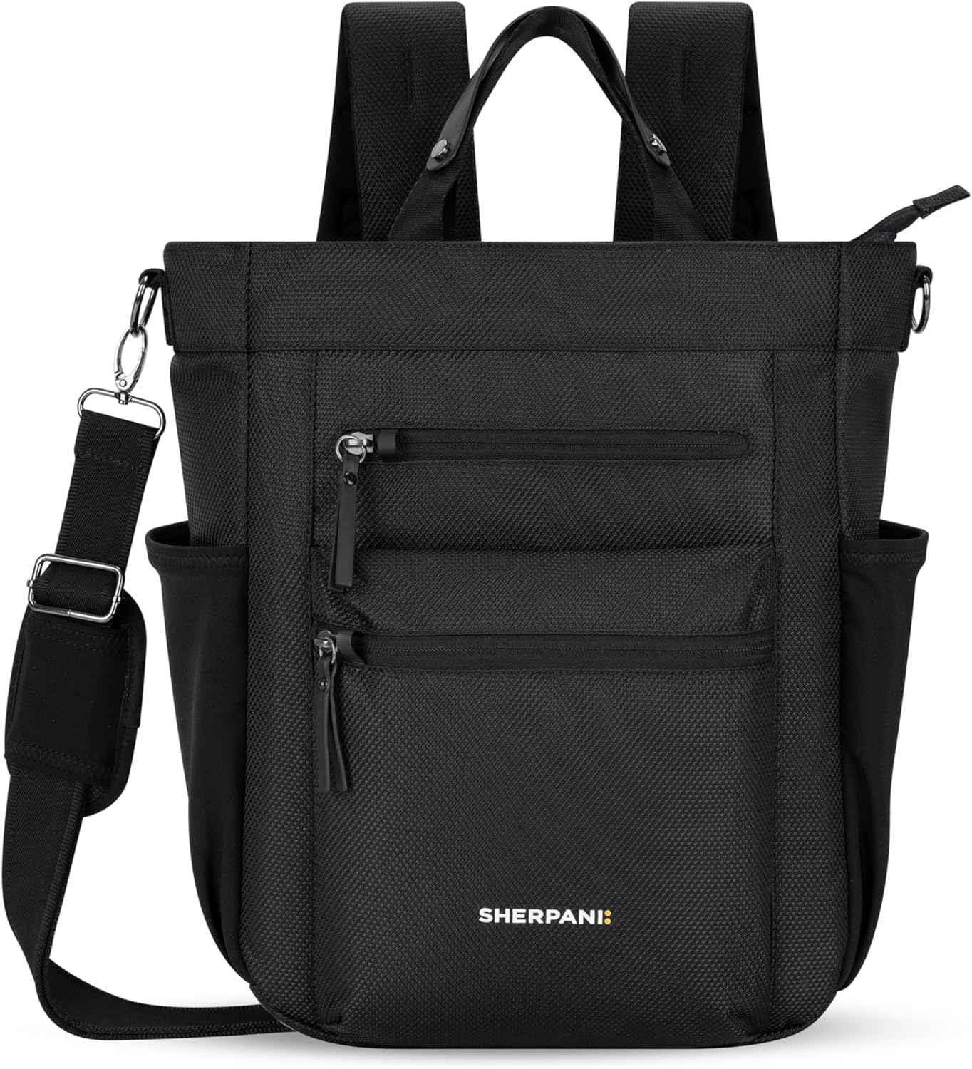 Sherpani Soleil, Anti Theft Convertible Backpack, 3 in 1 Tote Bag, Cross Body Purse, 18L Travel Backpack, Travel Gifts for Women, RFID Protection, Metal Hardware Fits 13” Laptop (Carbon)