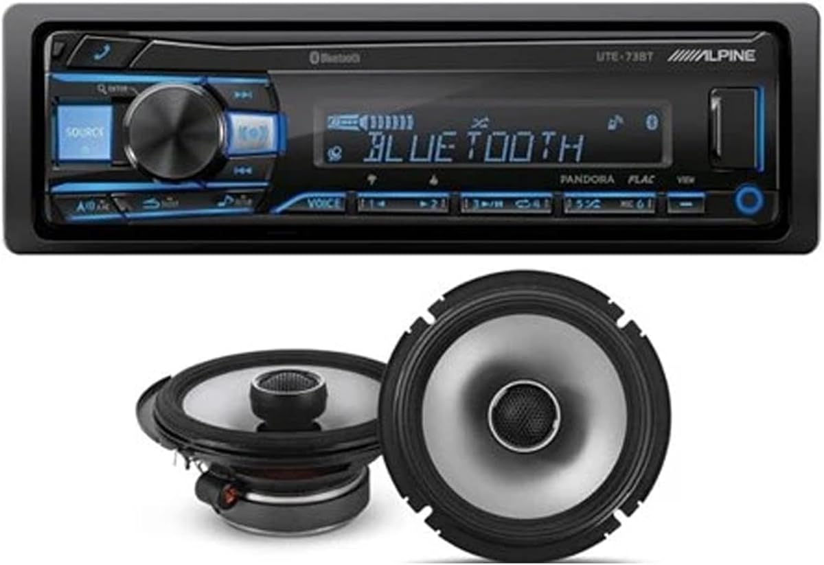 Alpine UTE-73BT in-Dash Digital Media Receiver Bluetooth & S2-S65 6.5