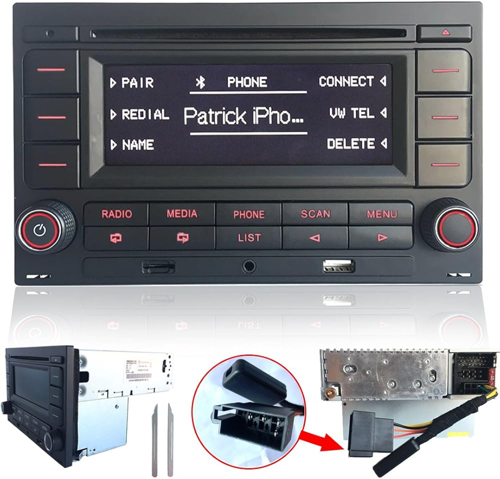 Car Radio Audio Stereo RCN210 for VW Golf MK4 Polo Passat B5 USB MP3 AUX SD Build-in Bluetooth with CD Player + Adapter with Canbus Simulator