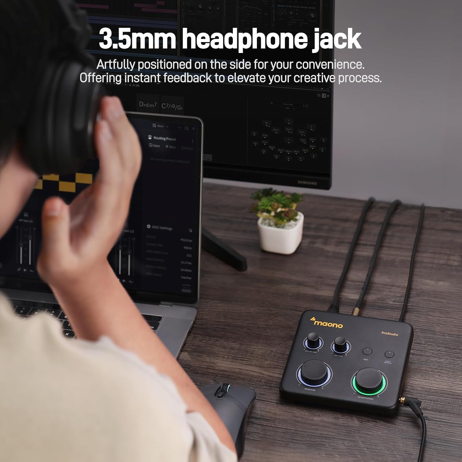 MAONO USB Audio Interface for PC & XLR Dynamic Microphone& Studio Headphone: Interface with XLR Input 24-bit/192kHz Routing Software Loopback for Recording Music, Guitar, Podcast, Streaming