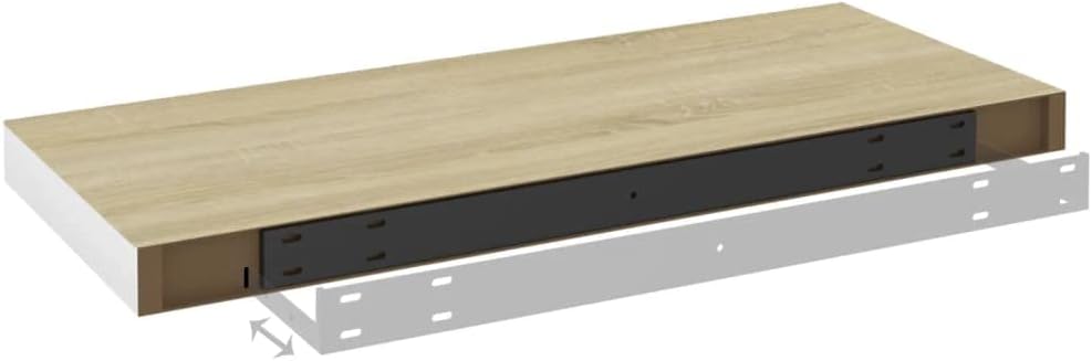 Modern Floating Shelves,Wall Storage Shelves,Wall Mounted Shelf Organizer Unit Display Shelf,Invisible Mounting System,Awards,Book,Collectibles,Ornaments,4 pcs Oak and White 23.6
