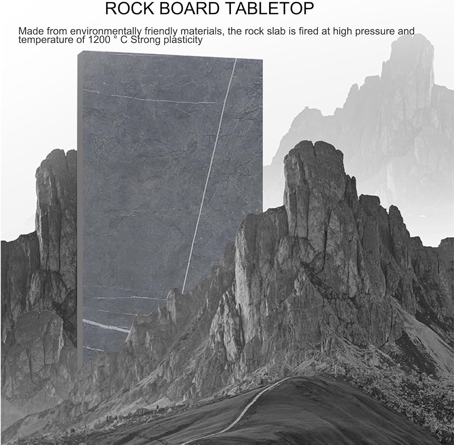 Bathroom Vanity Cabinet,Small Wall Mount Corner Sink,Bathroom Vanity w/Rock Board Top,Bathroom Ceramic Triangle Wall Mounted Mini Vanity Space Sink with Soft-Close System and Black Faucet(Gray)