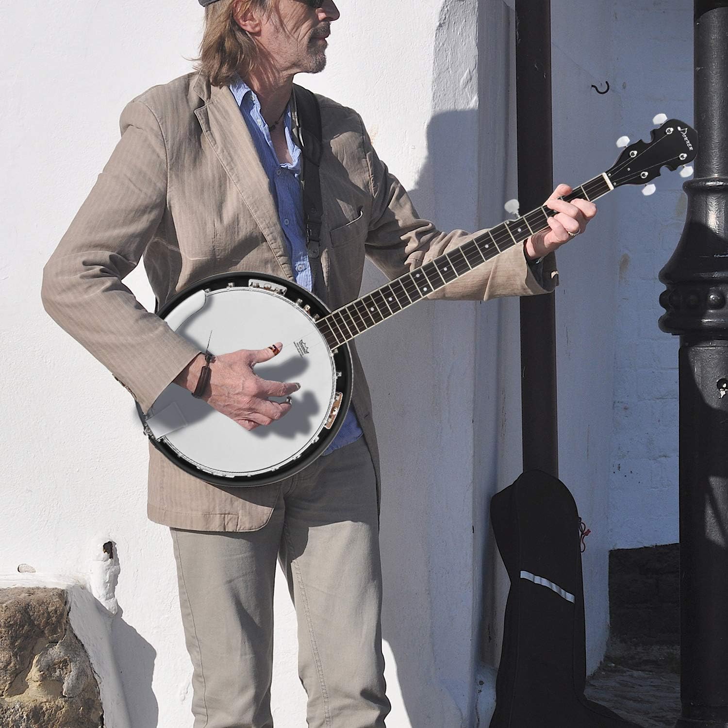 Donner Banjo Full Size 5 String Tenor Banjolele Guitar with Banjo Kit Tuner Gig Bag, Stringed Musical Instruments for Adult Beginner，DBJ-200