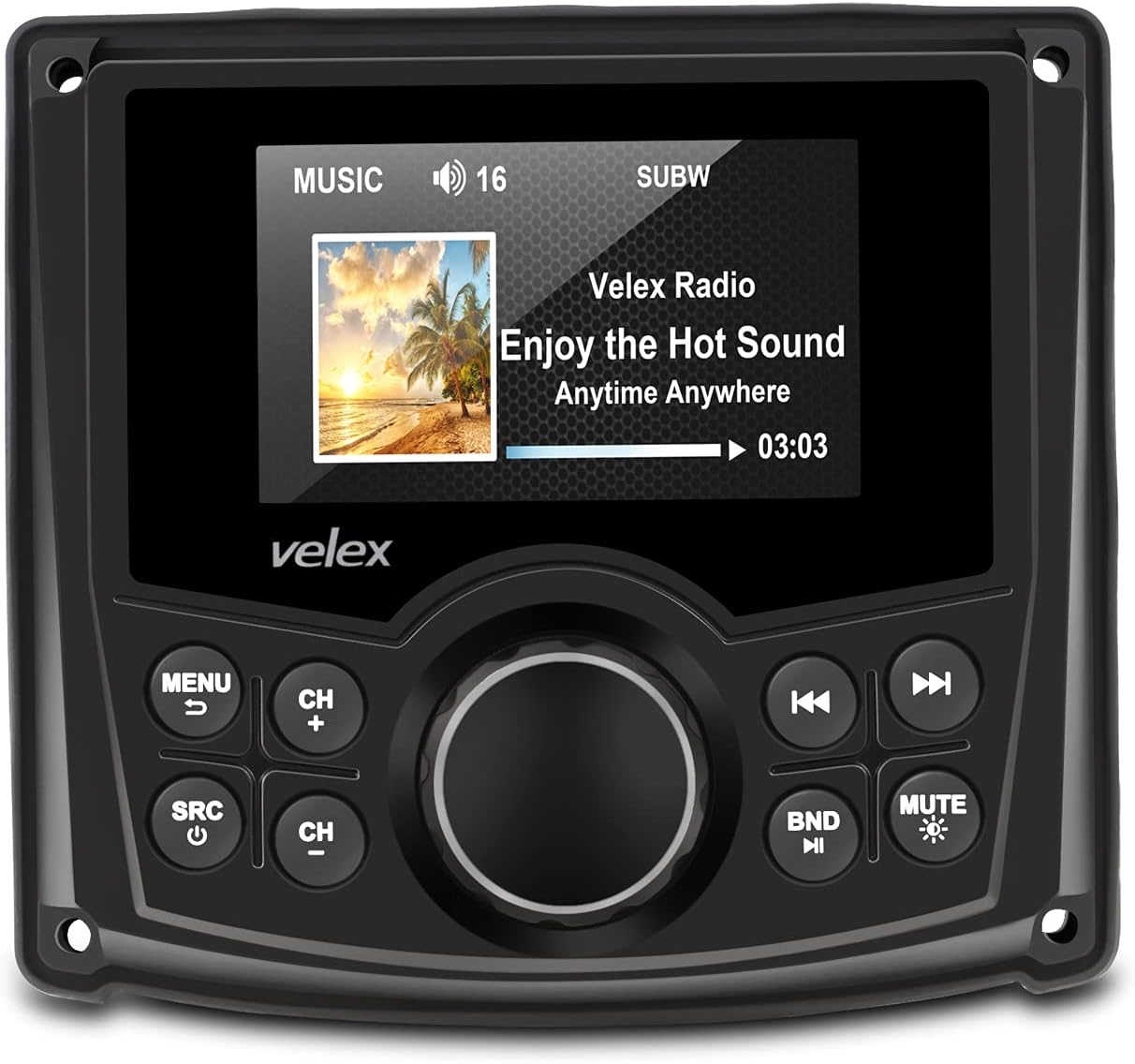 VELEX Marine Stereo, Audio Video Player FM/AM with Bluetooth Streaming, for Yacht, Boat, UTV, ATV, Power Sport, Spa