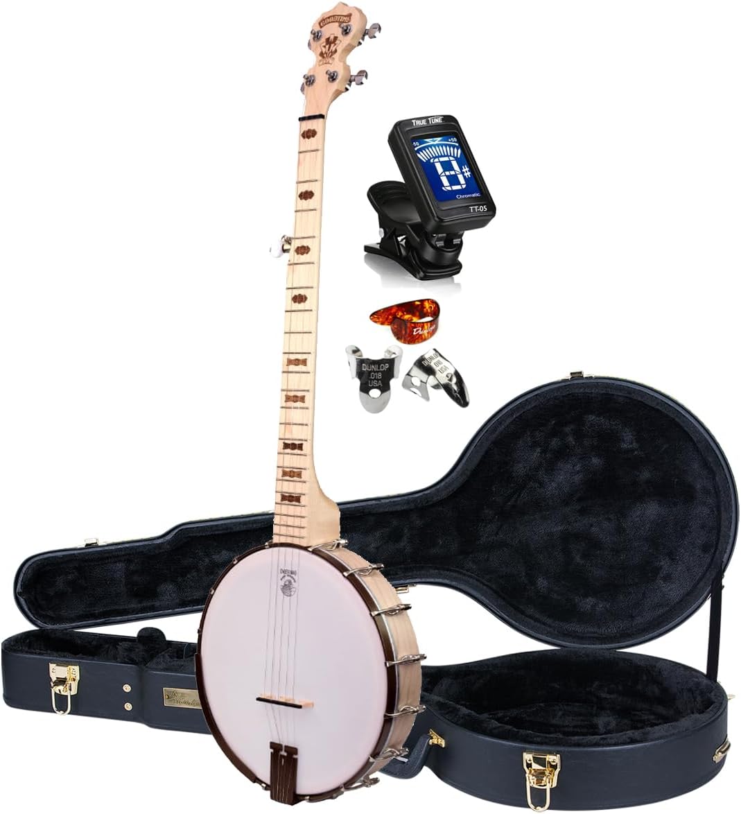 Deering Goodtime 5-String Openback Banjo 1920's Art Deco Inlay Bronze Powder Coat Hardware with Instrument Alley Hard Case Combo - Made in the USA