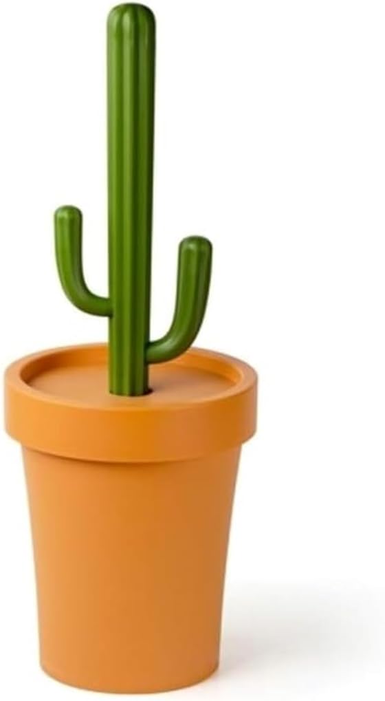 Toilet Brush Toilet Brush Creative Cactus Toilet Brush Holder Bathroom Accessories Cleaning Brush Bathroom Cleaning Brush Tools Toilet Brush and Holder (Color : White) (Orange)