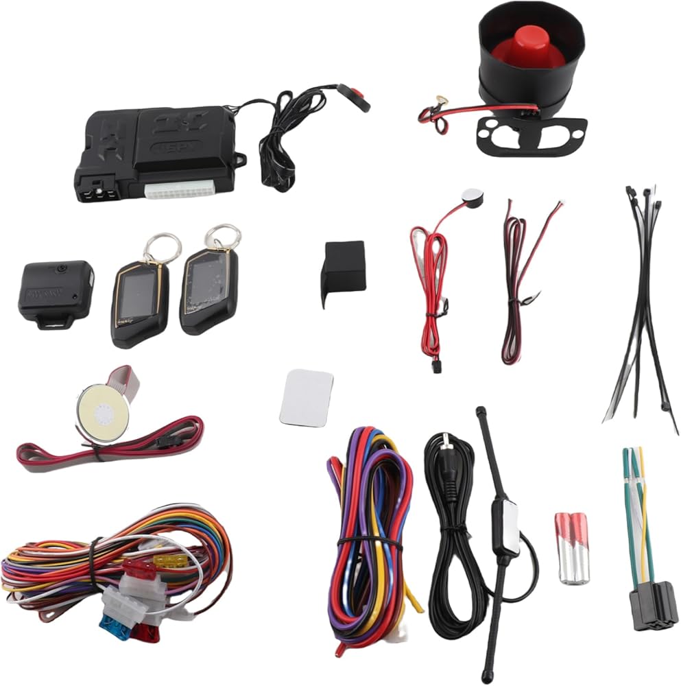 Shkalacar Car Anti Theft Alarm Remote Starter System, PKE Keyless Entry Engine Start with 2 Way Vibration Alarm Turbo Timer BT APP Control, for 12V Gasoline Vehicles