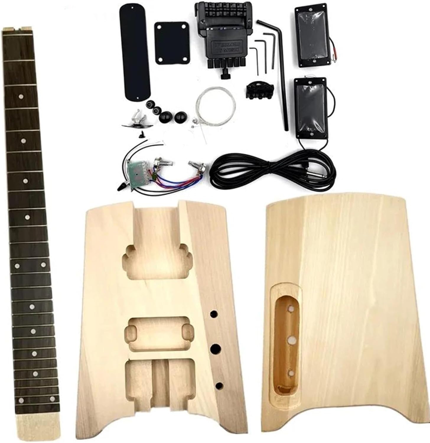 Guitar Body Guitar Replacement Parts Unfinished DIY Electric Guitar Kit Basswood Body 2 Dual-coil Pickups