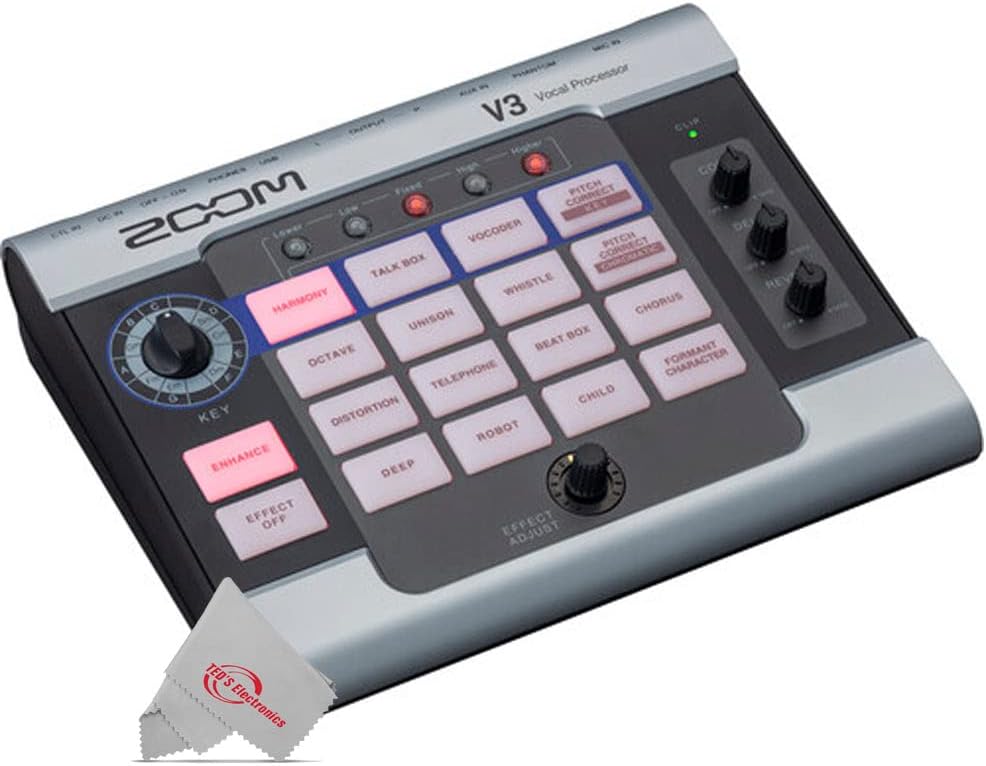 Zoom V3 Vocal Processor + Zoom SGV-6 Vocal Microphone for V6 And V3 Vocal Processors + Pig Hog PP9V Pig Power 9V DC 1000ma Power Supply