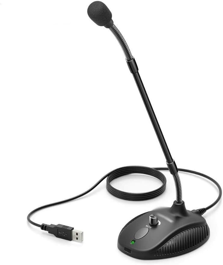 Gooseneck Microphone for Teaching Classroom Online Meeting Video Social USB for Laptop Height Adjustable Vocal Microphone, Black